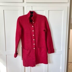 Adrienne Vittani Teddy Chunky Wool Quiet Luxury Gold Red Sweater Cardigan Medium